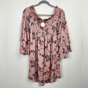 NEW ILLA ILLA from PINKBLUSH Smocked Top Bell Sleeve Floral Dress Size S